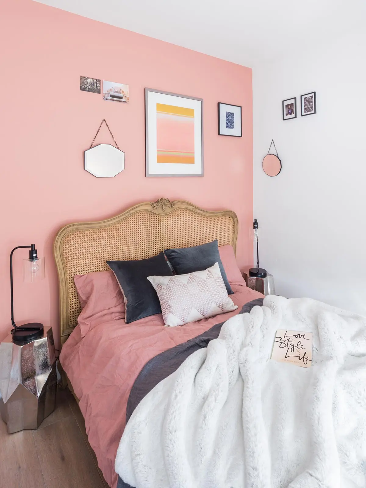 white and pink wall paint