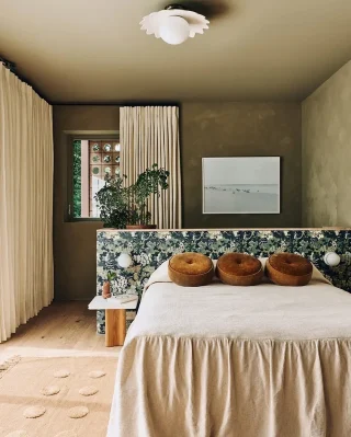 Embrace the earthy charm of this stunning bedroom design by @sarahshermansamuel. The limewash walls in the colour Seine by @coloratelier provide a warm and inviting backdrop. Complemented by wall sconces, art prints, and mustard cushions, every detail comes together to create a truly enchanting atmosphere. 
.
.
.
.
.
.
.
.
.
.
#thegoodpainter #bedroomdesignidea #bedroomstyling #bedroomstyle #bedroommakeover #bedrooms #bedroomsofinstagram #bedroomrenovation #bedroomdecorating #bedroomdetails #bedroominteriordesign #bedroomdecorideas #bedroomsofinstagram #bedroominspiration #bedroomdecoration #bedroomdesigns